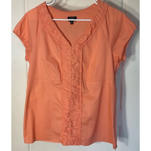 Talbots Tops - Talbots Peach RuffelEmpire Waist Short Sleeve Side Zipper Fitted Top 10